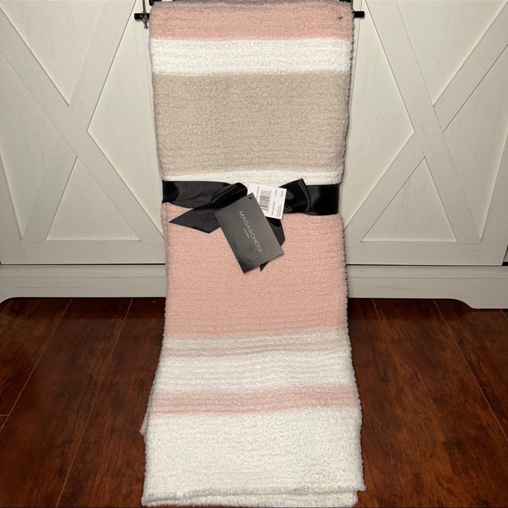 Magaschoni Striped Pink Throw Blanket